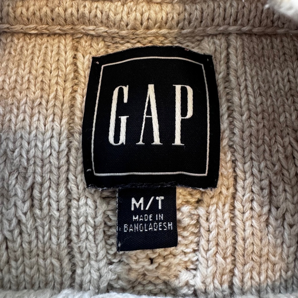 Gap Cable Knit Crew Neck Sweater Marled Oatmeal Beige Cream M Tall 100% Cotton - Picture 4 of 9